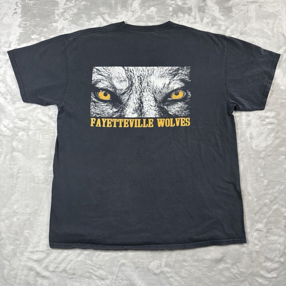 Vintage Fayetteville Wolves T-Shirt Men's Size XL Black Short Sleeve Cotton